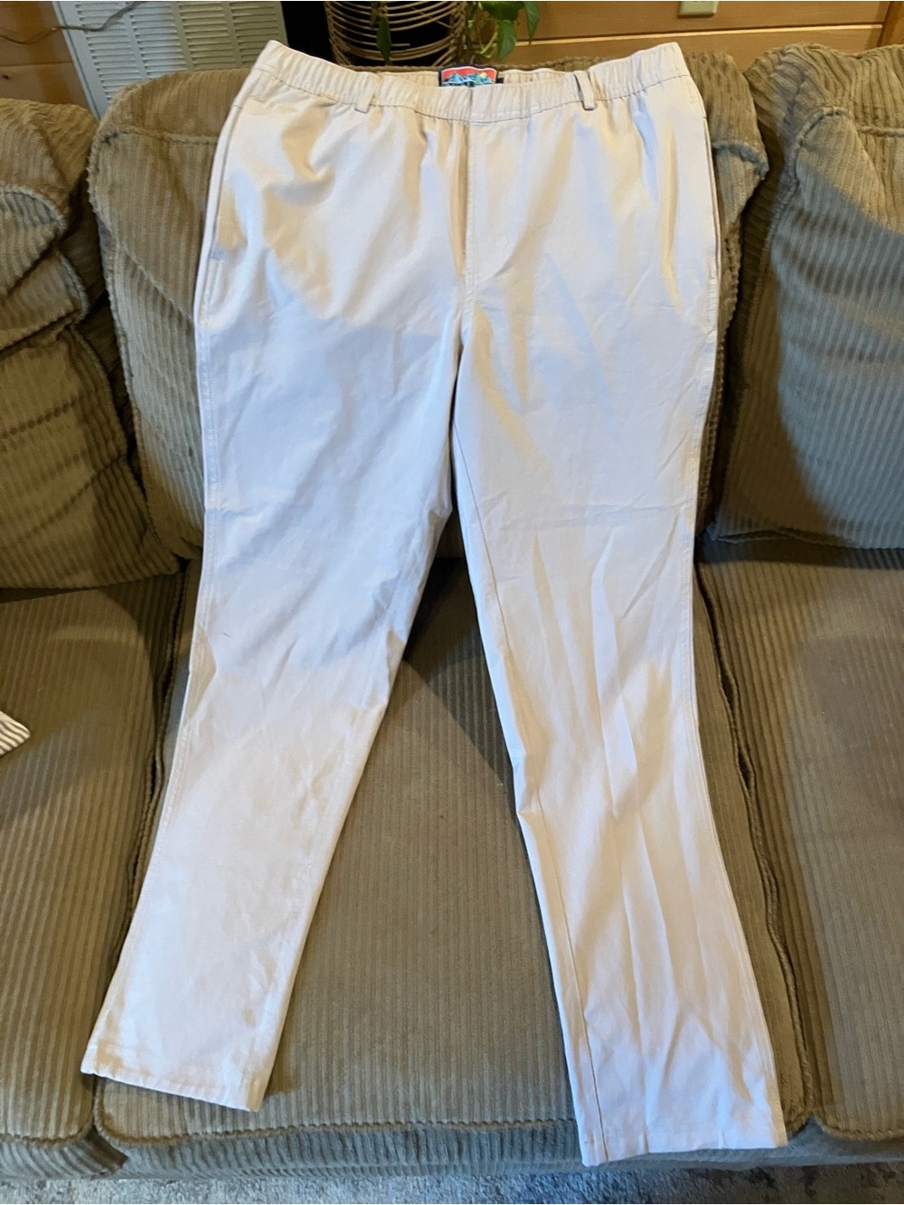 BURLEBO Men's Tan Stretch Chinos